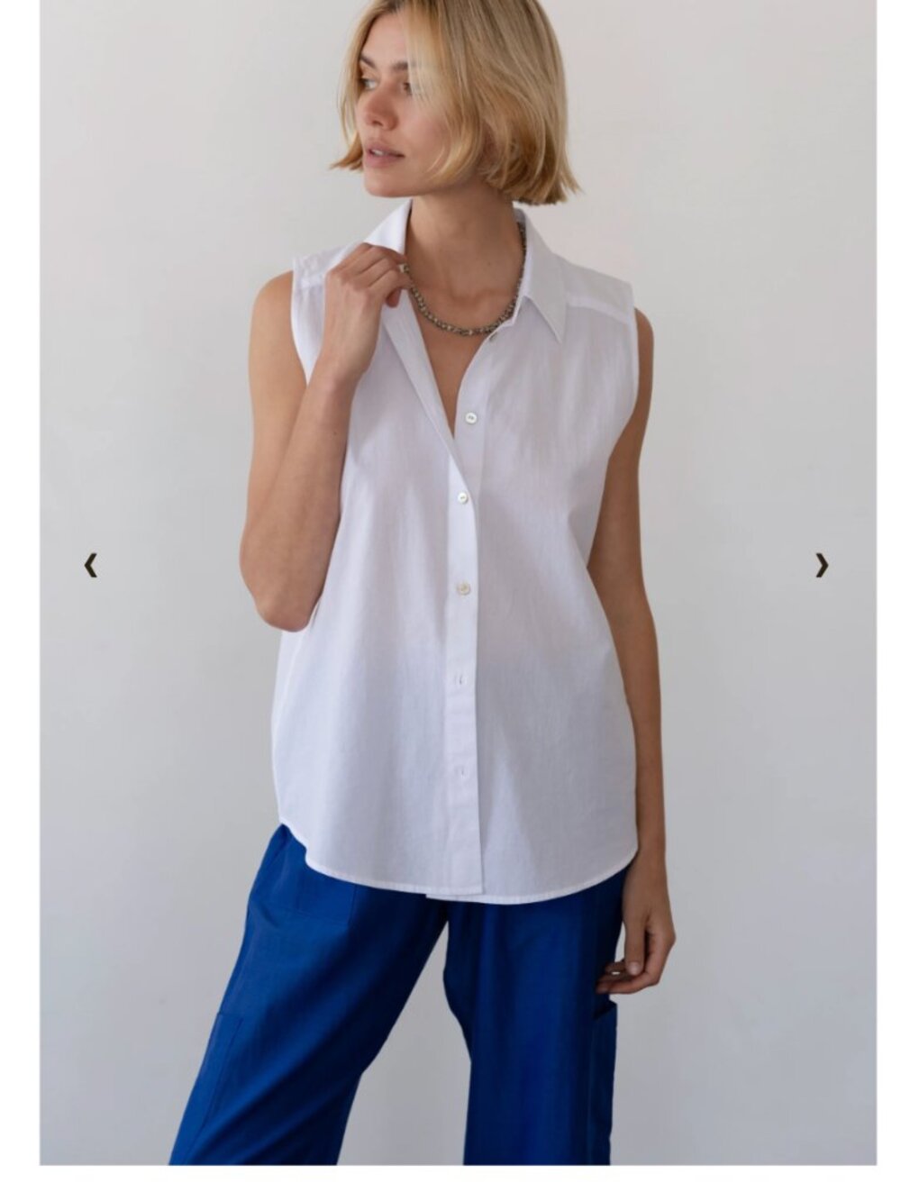 DONNI. Sleeveless Shirt Cotton White XL $188 NWT